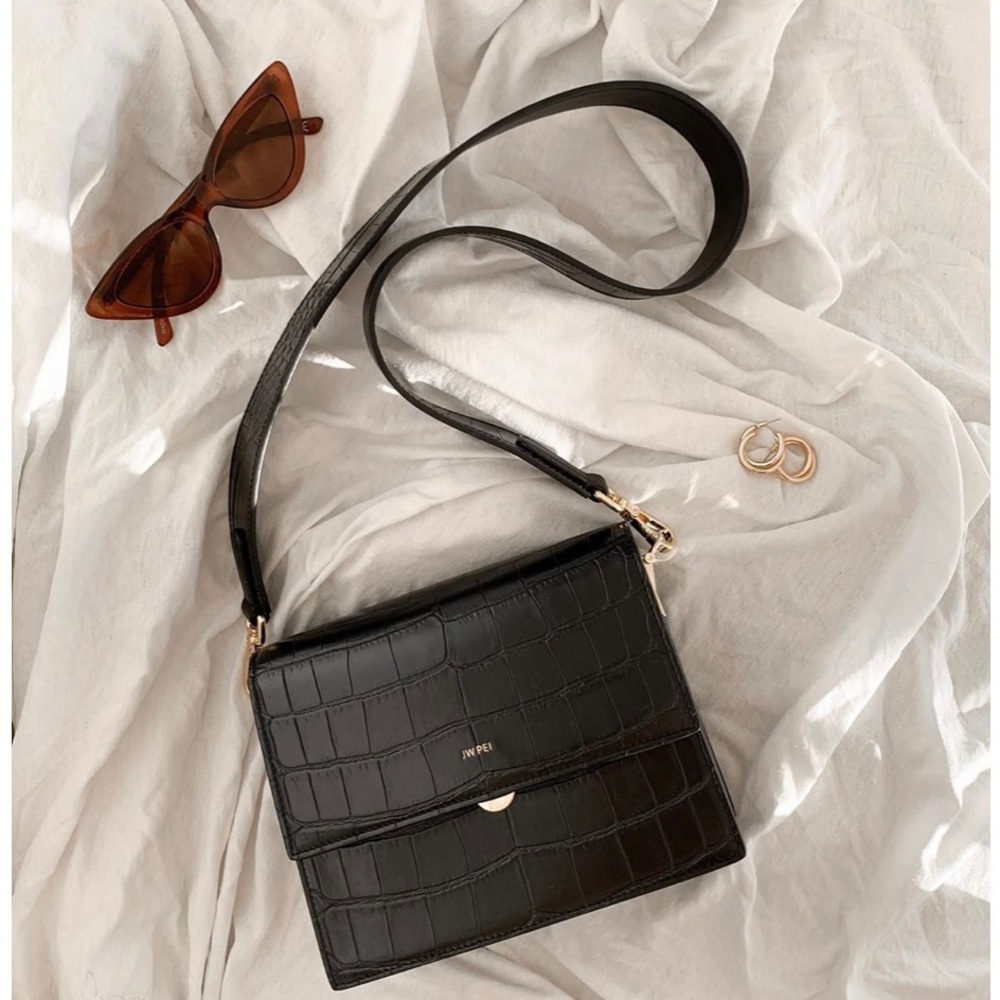 NWT JW PEI Mini Flap Bag - Black Croc